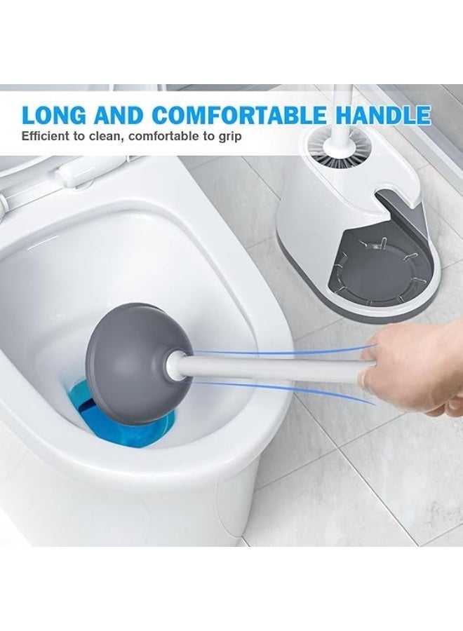 1PSC Toilet Plunger and Brush, Silicone Bowl Brush and Heavy Duty Toilet Plunger Set with Ventilated Holder, 2-in-1 Toilet Brush and Plunger Combo for Bathroom Cleaning - Image 4